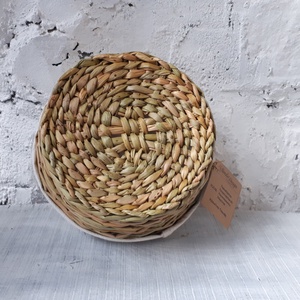 Fonott tároló kosár kákából - otthon & életmód - tárolás & rendszerezés - tárolókosár - Meska.hu