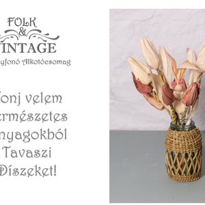 Tavaszi Élményfonó Alkotócsomag - Készíts velem tulipánt és nyuszit csuhéból, DIY (Csináld magad), Egységcsomag, Fonás (csuhé, gyékény, stb.), Virágkötés, Meska