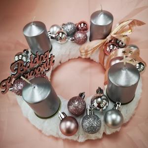 Adventi koszorú, ezüst - karácsony - adventi díszek - adventi koszorú - Meska.hu