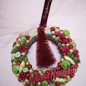 Koszorú, karácsonyi ajtódísz, Karácsony, Karácsonyi lakásdekoráció, Karácsonyi ajtódíszek, Mindenmás, MESKA