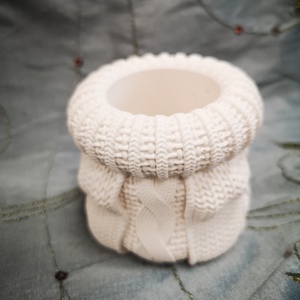 Kötött zokni gyertyatartó - otthon & életmód - gyertya, illat, aroma - gyertyatartó - Meska.hu