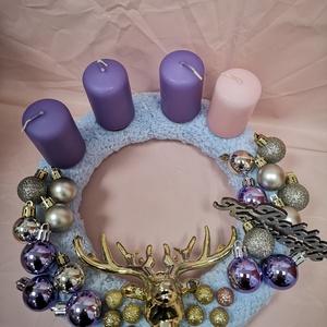 Karácsonyi dekoráció. Szarvasos adventi koszorú  - karácsony - adventi díszek - adventi koszorú - Meska.hu