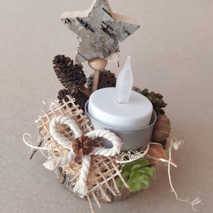  Karácsonyi kis asztaldíszek elemes teamécsessel - karácsony - karácsonyi lakásdekoráció - ünnepi asztaldekoráció - Meska.hu