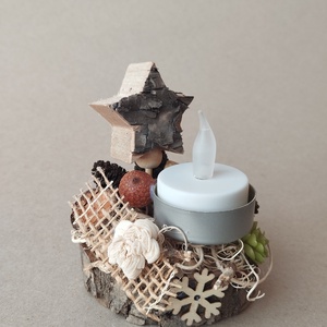  Karácsonyi kis asztaldíszek elemes teamécsessel - karácsony - karácsonyi lakásdekoráció - ünnepi asztaldekoráció - Meska.hu