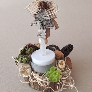  Karácsonyi kis asztaldíszek elemes teamécsessel - karácsony - karácsonyi lakásdekoráció - ünnepi asztaldekoráció - Meska.hu