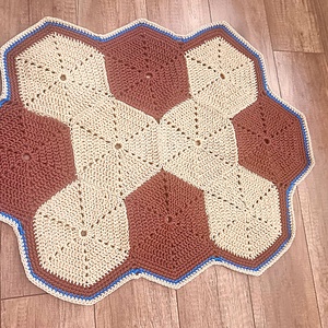 hatszögletű, hexagon  horgolt szőnyeg - otthon & életmód - lakástextil - szőnyeg - horgolt szőnyeg - Meska.hu