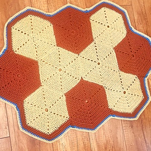 hatszögletű, hexagon  horgolt szőnyeg - otthon & életmód - lakástextil - szőnyeg - horgolt szőnyeg - Meska.hu