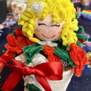 Angyalkás virágkaspó, Karácsony, Karácsonyi lakásdekoráció, Karácsonyi lakásdíszek, , MESKA