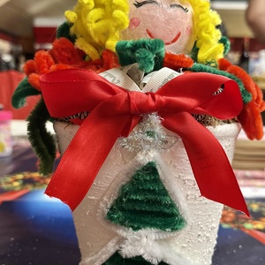 Angyalkás virágkaspó - karácsony - karácsonyi lakásdekoráció - karácsonyi lakásdíszek - Meska.hu