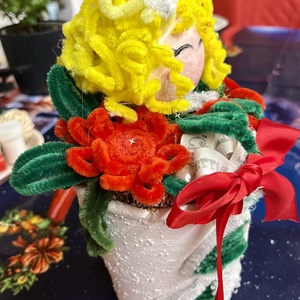 Angyalkás virágkaspó - karácsony - karácsonyi lakásdekoráció - karácsonyi lakásdíszek - Meska.hu