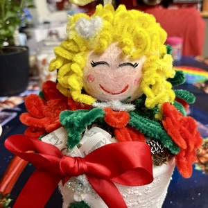 Angyalkás virágkaspó - karácsony - karácsonyi lakásdekoráció - karácsonyi lakásdíszek - Meska.hu