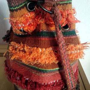 Gyapjú válltáska barna-narancs - Meska.hu