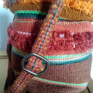 Gyapjú válltáska barna-narancs - táska & tok - kézitáska & válltáska - vállon átvethető táska - Meska.hu