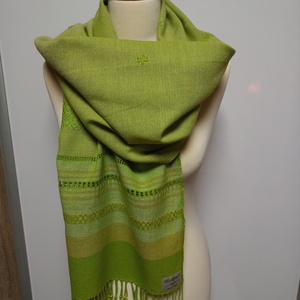 100 % pamut kendő zöld-sárga 54x193cm - ruha & divat - sál, sapka, kendő - sál - Meska.hu