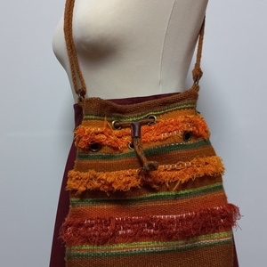 Gyapjú válltáska barna-narancs - táska & tok - kézitáska & válltáska - vállon átvethető táska - Meska.hu