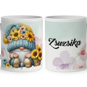 Névvel kérhető - Napraforgós manó kosárral mintás bögre, Otthon & Életmód, Konyhafelszerelés, tálalás, Tálalás, Bögre & Csésze, , MESKA