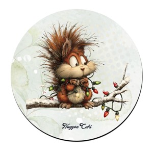 Cuki karácsonyi mókus és az égősor mintás pohár alátét, , , MESKA