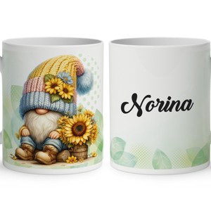 Névvel kérhető - Kedves kis napraforgós manó mintás bögre, Otthon & Életmód, Konyhafelszerelés, tálalás, Tálalás, Bögre & Csésze, , MESKA