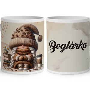 Névvel kérhető - Könyvmoly kávés manó lány mintás bögre, Otthon & Életmód, Konyhafelszerelés, tálalás, Tálalás, Bögre & Csésze, , MESKA