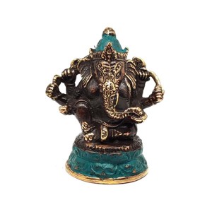 Réz figura Ganesha óarany zöld 9x7cm, Otthon & Életmód, Dekoráció, Spiritualitás, , MESKA