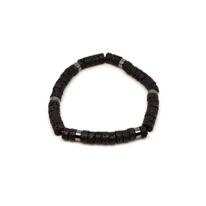 Bazalt ásvány karkötő hematit korong köztessel 67 mm, Ékszer, Karkötő, Ásványkarkötő, , MESKA