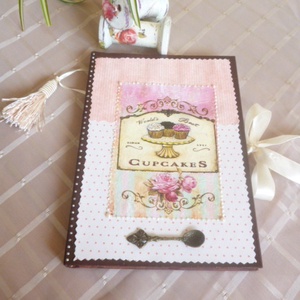 Vintage receptes könyv, Otthon & Életmód, Konyhafelszerelés, tálalás, Sütés, főzés, Receptfüzet, Decoupage, transzfer és szalvétatechnika, MESKA