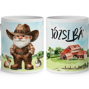 Névvel kérhető - Gazda manó nyuszikkal mintás bögre, Otthon & Életmód, Konyhafelszerelés, tálalás, Tálalás, Bögre & Csésze, , MESKA