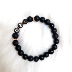 Yvonne Design Rosegold 3 betűs ónix ásványkarkötő, Ékszer, Karkötő, Ásványkarkötő, , MESKA