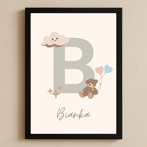 Baba név poszter - bézs, Otthon & Életmód, Dekoráció, Kép & Falikép, Poszter, Fotó, grafika, rajz, illusztráció, MESKA