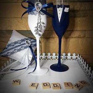 Szerelem esküvői pohár pár, Esküvő, Kiegészítők, Gyűrűtartó & Gyűrűpárna, Gyurma, MESKA