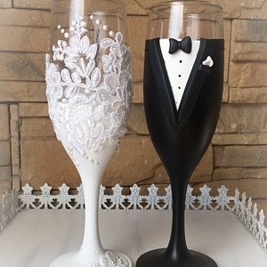 Szerelem esküvői pohár pár, Esküvő, Dekoráció, Tálalás, Gyurma, MESKA