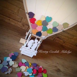 Hőlégballon alakú, alternatív esküvői vendégkönyv, Esküvő, Emlék & Ajándék, Vendégkönyv, Famegmunkálás, Mindenmás, MESKA