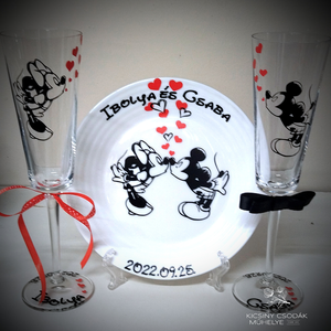 Mickey Minnie szett - esküvő - emlék & ajándék - nászajándék - esküvői pohár, pohárszett - Meska.hu