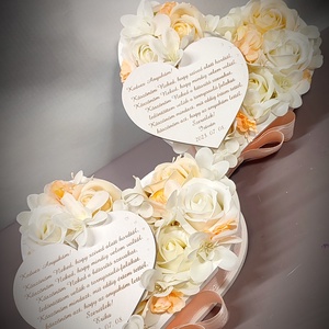 Szülőköszöntő esküvőre � virágos szív díszdoboz, egyedi felirattal örömszülőknek, nagyszülőknek, Köszönő ajándék - esküvő - emlék & ajándék - szülőköszöntő ajándék - Meska.hu