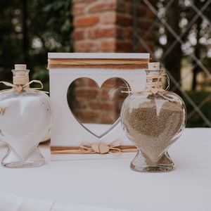 Esküvői homokceremónia emlékdoboz � szív ablakos, névre szóló � rusztikus esküvői dekor, szertartás kellék, örök emlék - Meska.hu