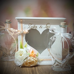 Esküvői homokceremónia emlékdoboz � szív ablakos, névre szóló � rusztikus esküvői dekor, szertartás kellék, örök emlék, Esküvő, Emlék & Ajándék, Nászajándék, Ceremónia szett, Famegmunkálás, MESKA