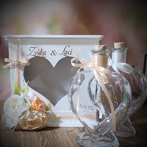Esküvői homokceremónia emlékdoboz � szív ablakos, névre szóló � rusztikus esküvői dekor, szertartás kellék, örök emlék - esküvő - emlék & ajándék - nászajándék - ceremónia szett - Meska.hu