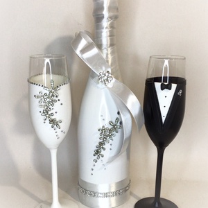 Esküvői pezsgős pohár szett pezsgővel, nászajándék - Meska.hu