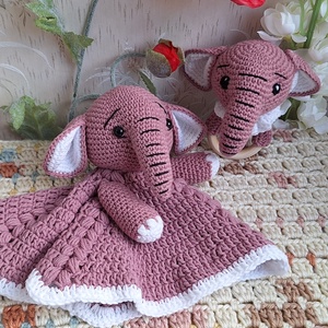 Mályva elefánt szundikendő és rágókával - baba - mama - baba játékok - szundikendő, alvóka - Meska.hu