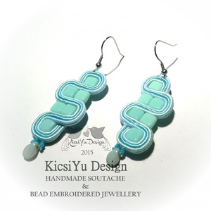 Menta kocka türkizes sujtás fülbevaló -  - Meska.hu
