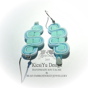 Menta kocka türkizes sujtás fülbevaló -  - Meska.hu