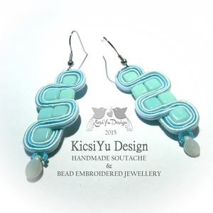 Menta kocka türkizes sujtás fülbevaló -  - Meska.hu