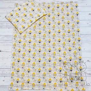 Sárga kutya mintás nyári babaágynemű darázsszövettel - takaró és lapos kispárna szett -  - Meska.hu