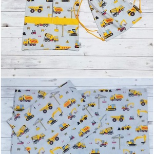 Munkagépes ovis vagy kisgyermek ágyneműhuzat szett + ovizsák tornazsák szett - játék & sport - ovis felszerelés - ovis szett - Meska.hu