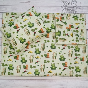 Békás csigás ovis vagy kisgyermek ágynemű szett + ovizsák tornazsák szett + derékalj  - játék & sport - ovis felszerelés - ovis szett - Meska.hu