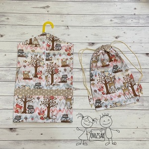 Erdei állatos ovis vagy kisgyermek ágynemű szett + ovizsák tornazsák szett + derékalj  - játék & sport - ovis felszerelés - ovis szett - Meska.hu