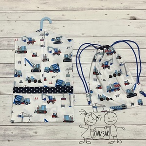 Munkagépes ovis vagy kisgyermek ágynemű + ovizsák tornazsák szett + derékalj - játék & sport - ovis felszerelés - ovis szett - Meska.hu