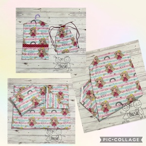 Hercegnő szivárvány mintás ovis vagy kisgyermek ágynemű + ovizsák tornazsák szett + derékalj, Játék & Sport, Ovis felszerelés, Ovis szett (zsák és tornazsák), Varrás, MESKA