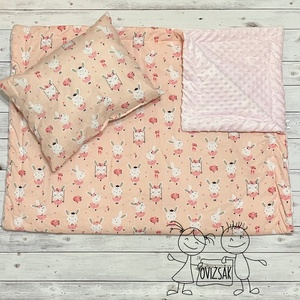 Nyuszi mintás ovis vagy kisgyermek ágynemű szett (minkys) + ovizsák tornazsák szett + derékalj - játék & sport - ovis felszerelés - ovis szett - Meska.hu