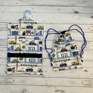 Autós városos ovis vagy kisgyermek ágynemű szett + ovizsák tornazsák szett + derékalj  - játék & sport - ovis felszerelés - ovis szett - Meska.hu